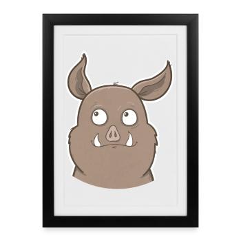 Sanglier - Affiche encadrée (27 × 37 cm) - noir - Devant