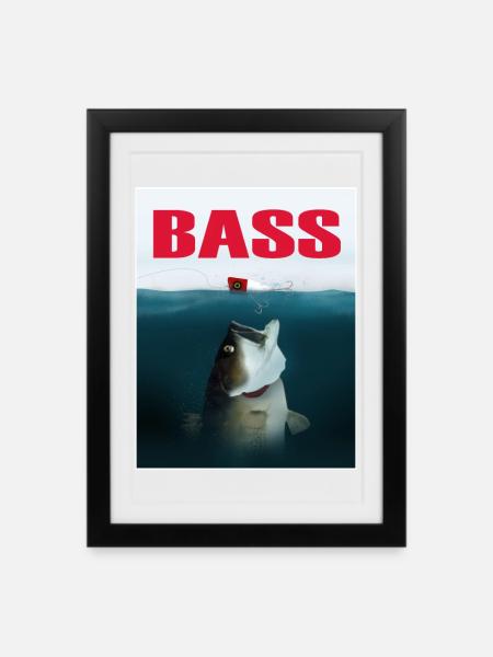 BASS ATTACK - Framed poster (27 × 37 cm) - black