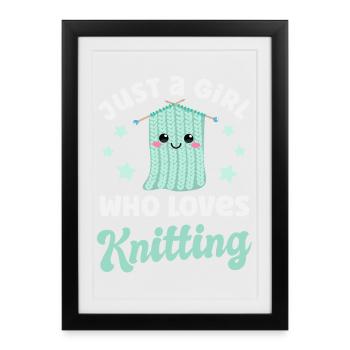 Knitting Knitter - Framed poster (27 × 37 cm) - black - Front