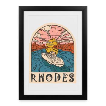 Rhodes Holidays Beach Greece - Framed poster (27 × 37 cm) - black - Front