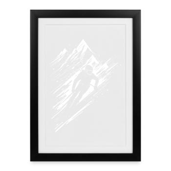 Skier and Mountain | Ski - Framed poster (27 × 37 cm) - black - Front