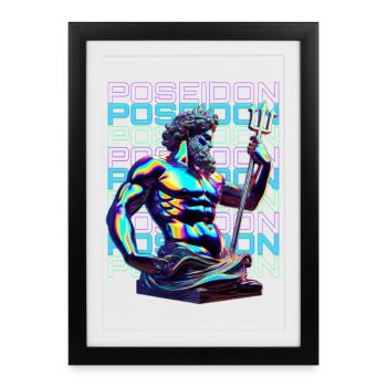 Néon Poséidon Trident - Affiche encadrée (27 × 37 cm) - noir - Devant