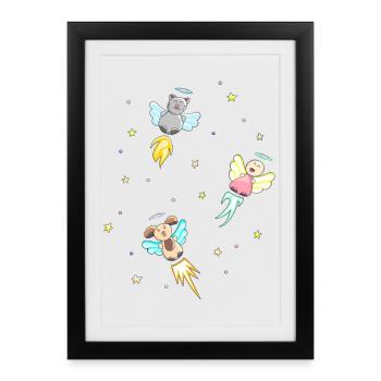 Noeuds papillon ange chien chat pour enfants - Affiche encadrée (27 × 37 cm) - noir - Devant