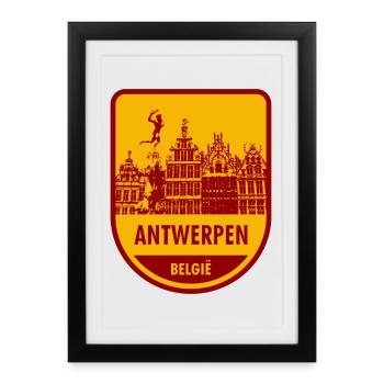 Anvers België - Affiche encadrée (27 × 37 cm) - noir - Devant