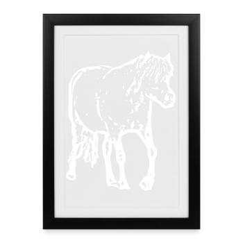 cheval blanc cheval blanc t-shirt cadeau cavalier - Affiche encadrée (27 × 37 cm) - noir - Devant