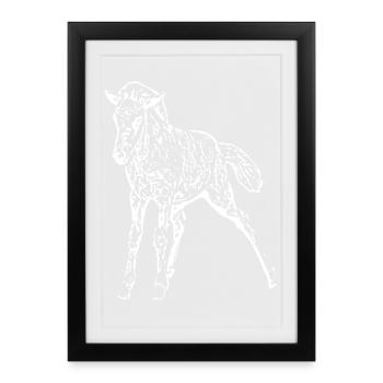 weißes Pferd weiß Pferde T-shirt Geschenk Reiter  - Gerahmtes Poster (27 × 37 cm) - Schwarz - Vorne