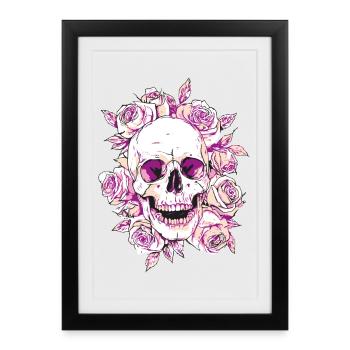 Vivid Skull and Rose Art Design - Framed poster (27 × 37 cm) - black - Front
