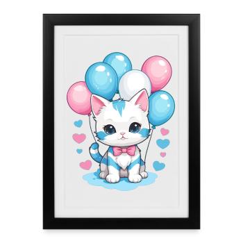 Mignon bébé chat - Affiche encadrée (27 × 37 cm) - noir - Devant