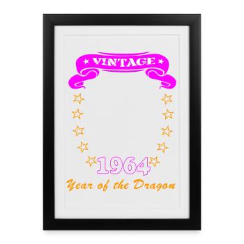 Anniversaire de l’année du dragon pour le portrait - Affiche encadrée (27 × 37 cm) - noir - Devant