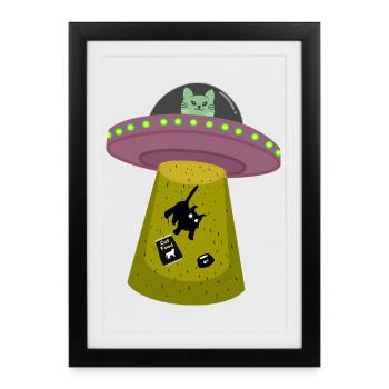 Chat OVNI - Affiche encadrée (27 × 37 cm) - noir - Devant