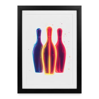 90s Bowling - Framed poster (27 × 37 cm) - black - Front
