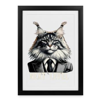 Maine Coon Cat Next Level Suit Success Gift - Framed poster (27 × 37 cm) - black - Front