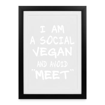 social vegan - Framed poster (27 × 37 cm) - black - Front