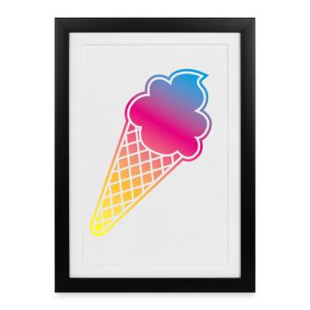 Cadre de crème glacée Dégradé Coloré Cône de crème glacée d’été Glace - Affiche encadrée (27 × 37 cm) - noir - Devant