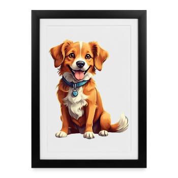 Dog Playful Companion Children's Gift - Framed poster (27 × 37 cm) - black - Front