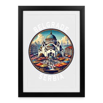 Belgrade Serbia Beograd Design - Framed poster (27 × 37 cm) - black - Front