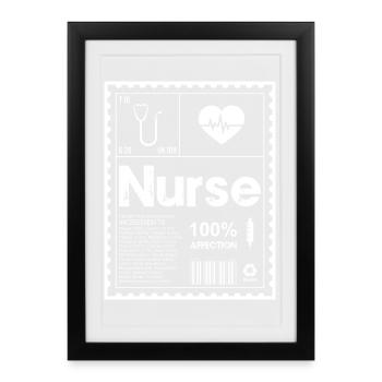 T-shirt Nurse Heartbeat Icon - Affiche encadrée (27 × 37 cm) - noir - Devant