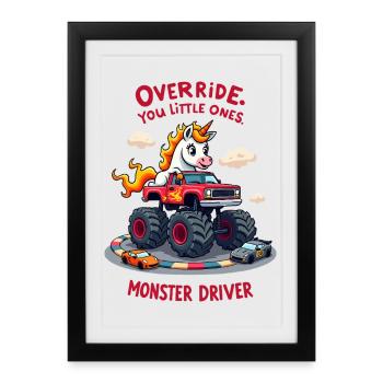Monster Truck Unicorn - Framed poster (27 × 37 cm) - black - Front