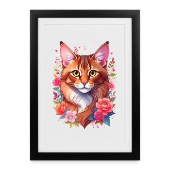 Somali Cat Portrait - Framed poster (27 × 37 cm) - black - Front