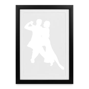 Elegant Dance Couple Silhouette Classical Dance - Framed poster (27 × 37 cm) - black - Front