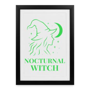 Nocturnal Witch with Moon and Stars Green - Framed poster (27 × 37 cm) - black - Front