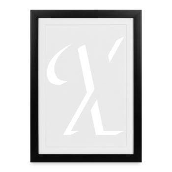Abstract Letter Geometry Pattern in Black and White - Framed poster (27 × 37 cm) - black - Front