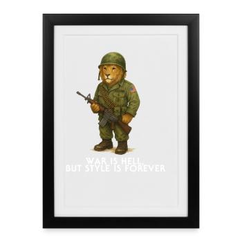 Creative military-friendly lion design - Framed poster (27 × 37 cm) - black - Front