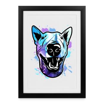 Bull Terrier Chien - Affiche encadrée (27 × 37 cm) - noir - Devant