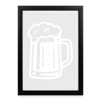 Icône en verre de bière - Affiche encadrée (27 × 37 cm) - noir - Devant