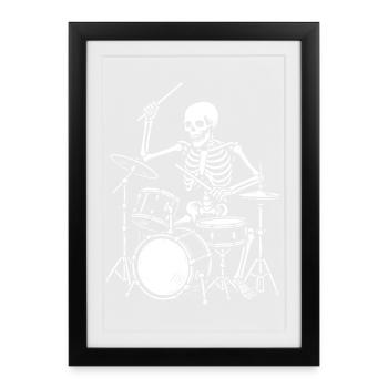 Skeleton Playing the Drums Artwork - Framed poster (27 × 37 cm) - black - Front