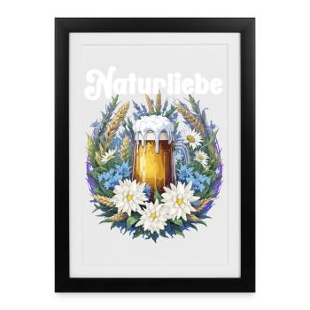 Chope à bière Nature Love avec chemise traditionnelle de fleurs sauvages - Affiche encadrée (27 × 37 cm) - noir - Devant