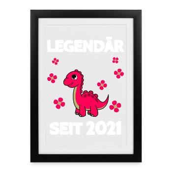 Légendaire depuis 2021 Brontosaure - Affiche encadrée (27 × 37 cm) - noir - Devant