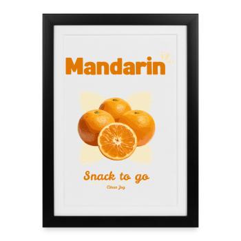 Snack à la mandarine – Design fruité et agrume - Affiche encadrée (27 × 37 cm) - noir - Devant