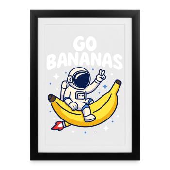 Go Bananas Astronaute Banane - Affiche encadrée (27 × 37 cm) - noir - Devant