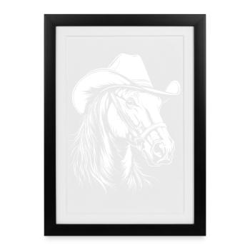 Horse Cowboy Hat Western - Framed poster (27 × 37 cm) - black - Front