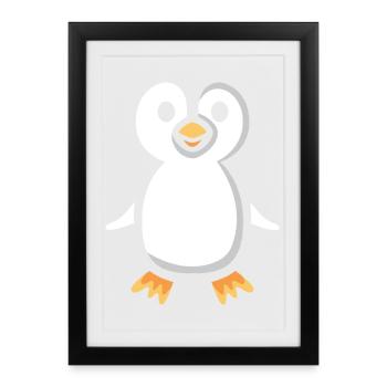 Illustration de pingouin de dessin animé mignon - Affiche encadrée (27 × 37 cm) - noir - Devant