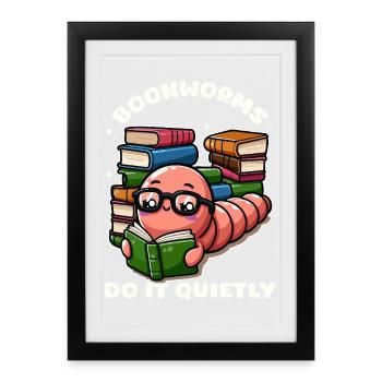 Cartoon book lovers - Framed poster (27 × 37 cm) - black - Front