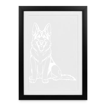 Berger allemand T-shirt chien cadeau - Affiche encadrée (27 × 37 cm) - noir - Devant