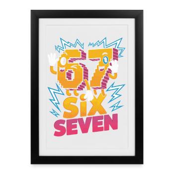 Six Seven Cartoon Character Design - Framed poster (27 × 37 cm) - black - Front