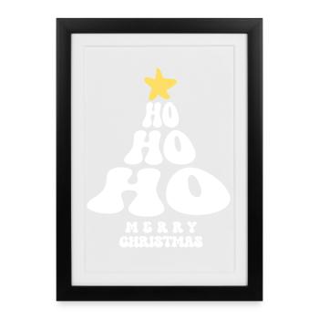 Merry Christmas HO HO HO Christmas Tree Santa - Framed poster (27 × 37 cm) - black - Front