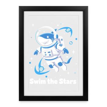 Space Shark Astronaut - Framed poster (27 × 37 cm) - black - Front