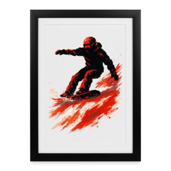 Snowboard | Snow | Snowboarder | Ski - Affiche encadrée (27 × 37 cm) - noir - Devant