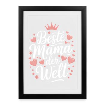 Couronne de Cœur de la meilleure maman du monde - Affiche encadrée (27 × 37 cm) - noir - Devant