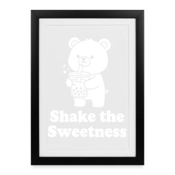 Cuddly Bear with Bubble Tea - Framed poster (27 × 37 cm) - black - Front