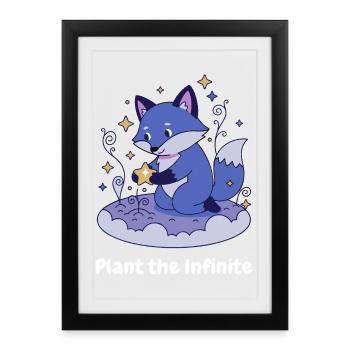 Renard Étoile de Nuit sur les Nuages - Affiche encadrée (27 × 37 cm) - noir - Devant