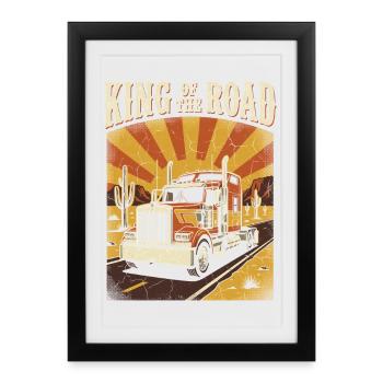 Routier Routier Vintage Routier - Affiche encadrée (27 × 37 cm) - noir - Devant