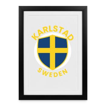 Karlstad Sweden Shield Design - Framed poster (27 × 37 cm) - black - Front