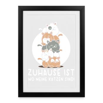 Chat propriétaire de chat, chat dit cadeau - Affiche encadrée (27 × 37 cm) - noir - Devant
