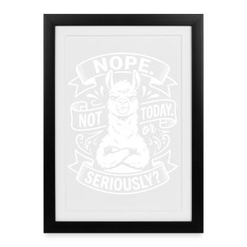 Un llama militant disant - Affiche encadrée (27 × 37 cm) - noir - Devant