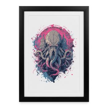 Créature Tentacule Cosmique – Art d’Horreur Sombre - Affiche encadrée (27 × 37 cm) - noir - Devant